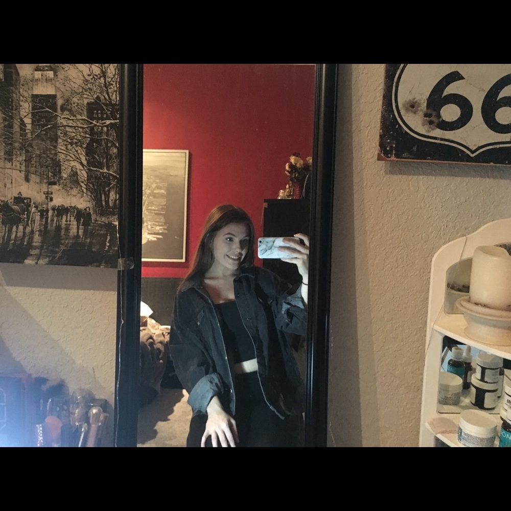 oversized washed out black denim jacket